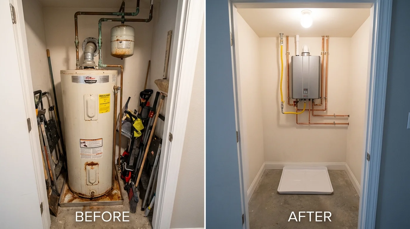 Tank water heater versus wall-mounted tankless unit comparison for Portage, MI homeowners